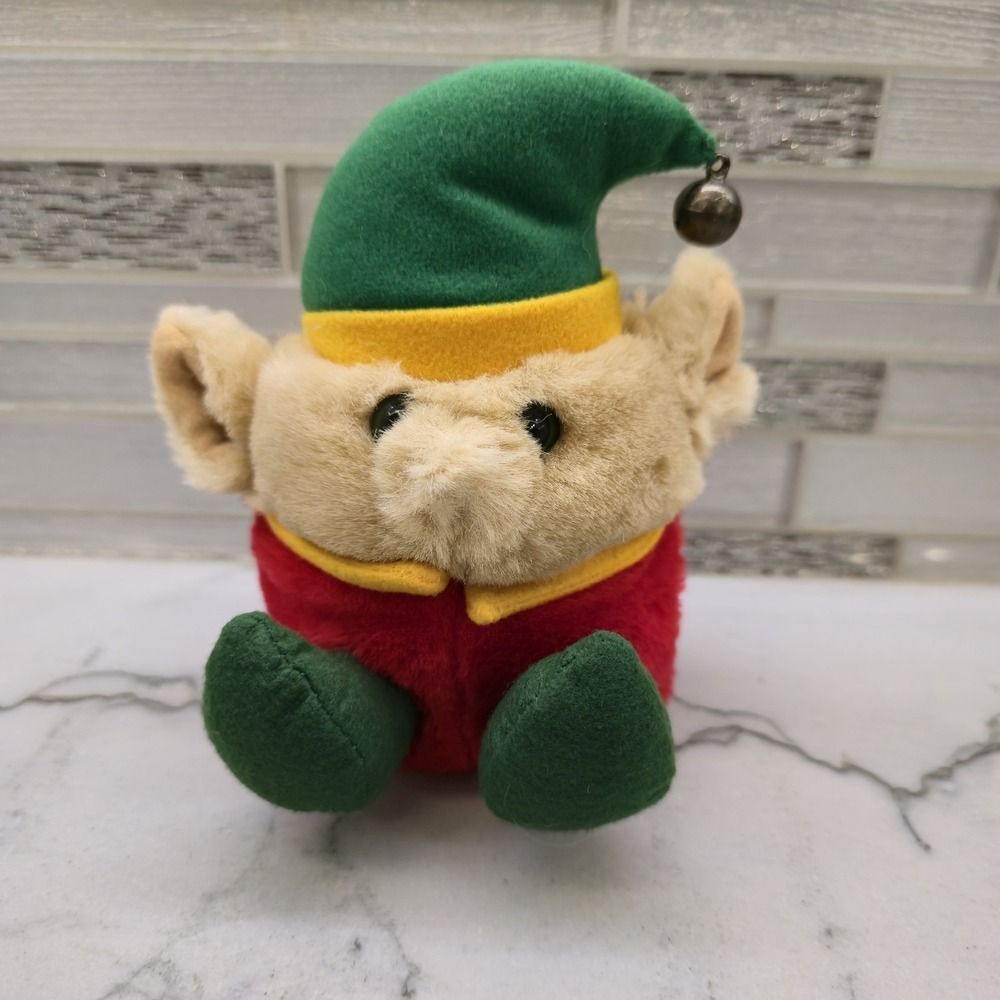 Vintage 1999 Elvin Elf Swibco Puffkins Plush 6in Christmas Holiday Bean Bag Toy